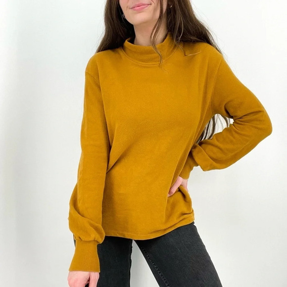 Madewell Mustard Slouchy Mockneck Longsleeve Top Size S - Picture 1 of 6